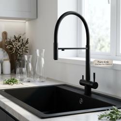 black-kitchen-sink-with-black-faucet